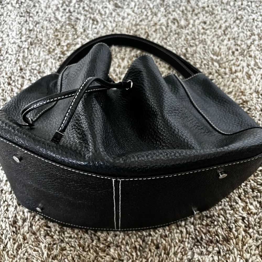 kate spade Black Pebbled Leather Gathered Drawstring Tote